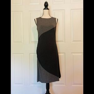 Black and gray color block midi dress by Mercer & Madison